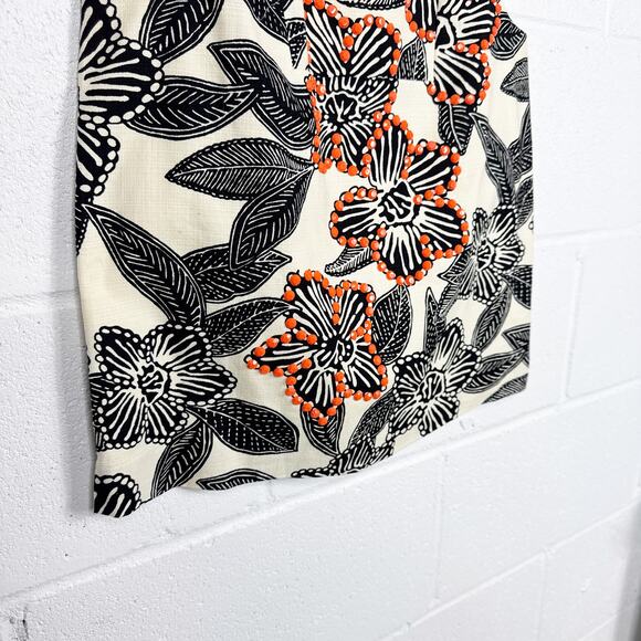 J Crew Beaded Floral Sleeveless Top Womens 0 Cream Black Orange - Picture 4 of 7